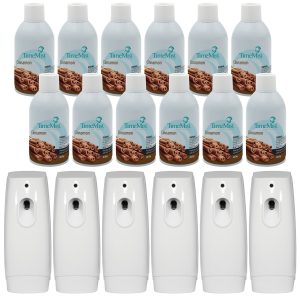 TimeMist Premium Metered Air Freshener Refills. Cinnamon (Case of 12) and TimeMist Classic Aerosol Fragrance Dispenser Bundle
