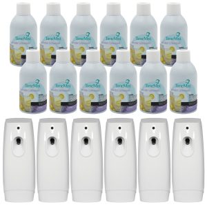 TimeMist Premium Metered Air Freshener Refills. Lavender Lemonade (Case of 12) with TimeMist Metered Aerosol Fragrance Dispenser Bundle