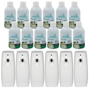 TimeMist Premium Metered Air Freshener Refills. Country Garden (Case of 12) with TimeMist Metered Aerosol Fragrance Dispenser Bundle