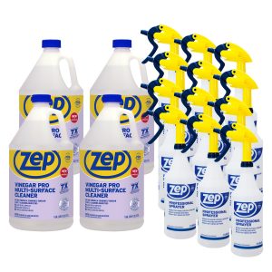 Zep Vinegar Pro Multi-Surface Cleaner 1 Gal (Case of 4) and Zep Professional Sprayer Bottle (Case of 12) Bundle
