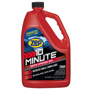 Zep 10 Minute Drain Opener Gel – Dissolves Hair and Clogs – 1 Gallon