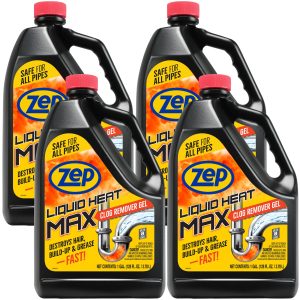 Zep Liquid Heat Max Clog Remover Gel - Destroys Hair. Build-Up & Grease - 128 oz.